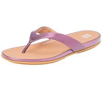 Fitflop Women's Gracie Metallic-Leather Flip-Flops Sandal, Red, 40 EU