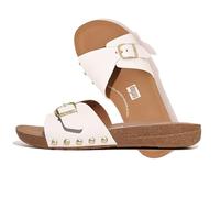 Fitflop Iqushion Adjustable Buckle Leather Slides, Sandalias deslizantes Mujer, White, 40 EU