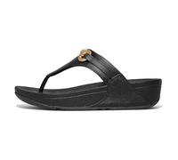 Fitflop Women's Lulu Chunky-Snaffle Leather Toe-Post Sandals, Black, 37.5 EU