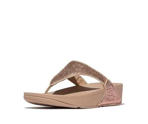 Fitflop Women's Lulu Crinkled-Shimmer Toe-Post Sandals, Metallic Classic Beige, 43 EU