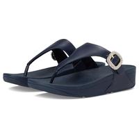 Fitflop Women's Lulu Crystal-Buckle Leather Toe-Post Sandals, azul marino, 37.5 EU