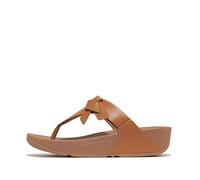 Fitflop Women's Lulu Folded-Knot Leather Toe-Post Sandals, marrón, 38 EU