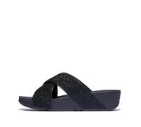 Fitflop Women's Lulu Glitterdust Cross Slides Sandal, Navy, 41 EU
