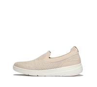 Fitflop Women's Super-q Knit Slip-ons Sneaker, Stone Beige Platino, 38.5 EU