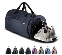 Fitgriff® Bolsa Deporte V1 Mujer y Hombre - Bolso de Gimnasio con Compartimento para Zapatos y Humeda, para Viaje, Entrenamiento - Gym Bag (Navy Blue, Small)