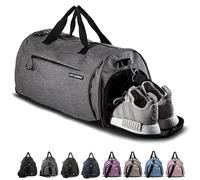 Fitgriff® Bolsa Deporte V1 Mujer y Hombre - Bolso de Gimnasio con Compartimento para Zapatos y Humeda, para Viaje, Entrenamiento - Gym Bag (Grey, Small)