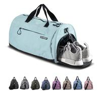 Fitgriff® Bolsa Deporte V1 Mujer y Hombre - Bolso de Gimnasio con Compartimento para Zapatos y Humeda, para Viaje, Entrenamiento - Gym Bag (Cyan, 48 x 26 x 25 cm (Small))