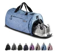 Fitgriff® Bolsa Deporte V1 Mujer y Hombre - Bolso de Gimnasio con Compartimento para Zapatos y Humeda, para Viaje, Entrenamiento - Gym Bag (Light Blue, Medium)