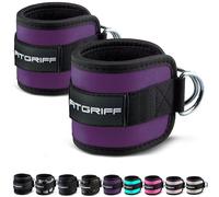 Fitgriff® Tobilleras Poleas Gym V1 (2 Piezas) - Correas Tobillo Gimnasio para Patadas Gluteos, Fitness - Accesorios de Ejercicio (Morado)