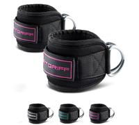 Fitgriff® Tobilleras Poleas Gym V3 (2 Piezas) - Correas Tobillo Gimnasio para Patadas Gluteos, Fitness - Accesorios de Ejercicio (Pink)