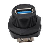 FITIOS Conector hembra USB 3,0 IP67, adaptador de acoplador doble cabezal Industrial a prueba agua, enchufe Panel trasero