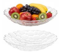 Fitlin 2 Pcs Glass Fruit Bowls, Crystal Clear Decorative Dessert Plate with Wave Edge, Multi Functional Serving Bowl for Fruit, Salad, Candy, Snack