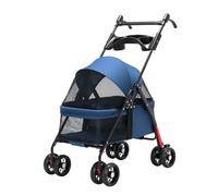 Fitlin Cochecito for Perros Cochecito for Mascotas Cochecito De Viaje for Gatos Carro Plegable, Cochecito for Perros con Bandeja Portavasos, Cochecitos for Perros Pequeños, Mango Ajustable(Blue)