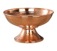Fitlin Copper Alloy Offering Bowl, Large Hand Hammered Reddish Brown Finish, 8.3 x 4.7 in, 21 x 12 cm Pedestal Bowl for Home Use, Pooja Rituals, Fruit Plate, and Altar Display