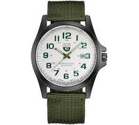 Fitlin Reloj Militar for Hombres, Correa de Nailon Tejida de Cuarzo, Elegante Reloj de Pulsera, función de Calendario, Seguimiento de Actividad física(Green)