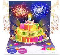 FITMITE Tarjeta de cumpleaños con música con luz LED soplada en 3D, tarjeta de cumpleaños con luces, regalo de feliz cumpleaños para esposa, mejor amiga, niños, hermanas, familia.
