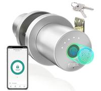 FITNATE Perilla Inteligente para Puerta, Pomo de Puerta con Control de APP(Tuya), Bluetooth, Huella Digital, Perilla Electrónica, Perilla Inteligente para Dormitorio, Casa, Hotel, Oficina, Plateado