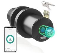 FITNATE Perilla Inteligente para Puerta, Pomo de Puerta con Control de APP(Tuya), Bluetooth, Huella Digital, Perilla Electrónica, Perilla Inteligente para Dormitorio, Casa, Hotel, Oficina, Negro