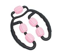 Fitness 5 Wheels Shaft Ring Leg Clamp Massager Muscle Relaxation Rolling Wheel Massage Calf Shaping Product for Yoga HomeBlack Handle Powder Ball