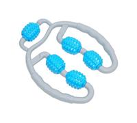 Fitness 5 Wheels Shaft Ring Leg Clamp Massager Muscle Relaxation Rolling Wheel Massage Calf Shaping Product for Yoga Home*grey handle blue ball