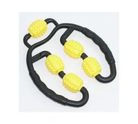 Fitness 5 Wheels Shaft Ring Leg Clamp Massager Muscle Relaxation Rolling Wheel Massage Calf Shaping Product for Yoga HomeYellow ball with handle