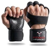 FITNESS FORCE Guantes de entrenamiento ventilados para hombres y mujeres con muñequeras integradas, guantes de gimnasio sin dedos para hombres, perfectos para ejercicio, fitness, levantamiento de