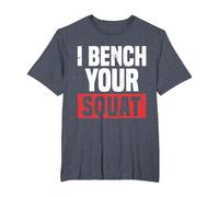 Fitness I Bench Your Squat Divertido Entrenamiento Motivación Gimnasio Buff Camiseta, Hombre Tallas Grandes, Azul Jaspeado, 4X Alto