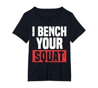 Fitness I Bench Your Squat Divertido Entrenamiento Motivación Gimnasio Buff Camiseta, Mujer Tallas Grandes, Negro, 4XL Grande