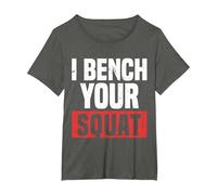Fitness I Bench Your Squat Divertido Entrenamiento Motivación Gimnasio Buff Camiseta, Mujer Tallas Grandes, Asfalto, 4XL Grande
