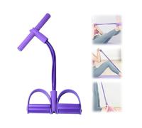Fitness Resistance Band - 4 Tube Pedal Exerciser, Sit-Up Tension Rope, Elastic Yoga Accessory | Portable Purple Stretching Equipment with Foam Handle for Home Workouts and Muscle Toning of Beginners