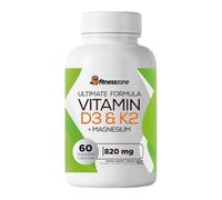 FitnessZone Magnesio Bisglicinato con Vitamina D3 y K2 - Vitamin D3 K2 Bisglicinato de Magnesio - 2 Meses - Favorece la Absorción del Calcio, Mejor Salud Cardiovascular, Mejor Sistema Inmune y Huesos