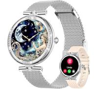 Fitonme Reloj Inteligente Mujer con Llamadas, 1.19" AMOLED Smartwatch con Pulsómetro/Sueño/SpO2, Whatsapp Notificaciones, 100 Modos Deportivos, Impermeable IP68 Regalo para Android iOS Plata