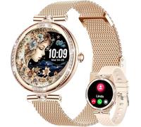 Fitonme Reloj Inteligente Mujer con Llamadas, 1.19" AMOLED Smartwatch con Pulsómetro/Sueño/SpO2, Whatsapp Notificaciones, 100 Modos Deportivos, Impermeable IP68 Regalo para Android iOS Oro Rosa