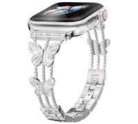 fitonyo Bling Diamond Starlight Correas Compatible con Apple Watch Series 10/9/8/7/6/5/4/3/2/1/SE,Sparkle Diamond Dressy Metal Correas de recambio ajustables para iWatch 42/44/45/46/49mm Plata