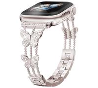 fitonyo Bling Starlight Correas Compatible con Apple Watch Series 10/9/8/7/6/5/4/3/2/1/SE,Bling Diamond Dressy Metal Correas de recambio para iWatch 42/44/45/46/49mmm Starlight Plata