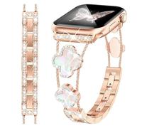 fitonyo Correa Bling Clover compatibles con Apple Watch 10/9/8/7/6/5/4/3/2/1/SE, Sparkle Diamond Correa de repuesto ajustable para 38/40/41/42/44/45/46/49 mm, S(38-40-41-42mm), Algodón, 1