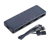 Fitooles ARGB PWMs - Controlador de concentradores de ventilador con 8 puertos, entrada de alimentación SATA, control remoto para carcasa de PC