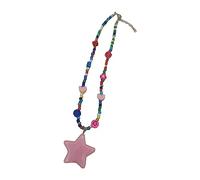 Fitooles Collar con colgante de estrella, cuentas multicolores, collar con colgante en forma de estrella, 3.9x3.9in, Mi Zhu