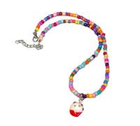 Fitooles Collar con colgante de pastel de cuentas de colores, collar corto de cuentas azules, collar de cuentas de arroz, 40 cm, Resina