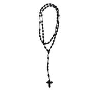 Fitooles Collar de rosario con colgante de cruz anudada hecho a mano, portátil, hilo de algodón, accesorio de joyería religiosa para uso diario