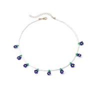 Fitooles Elegante collar de cuentas de arroz para mujer, collar de cadena de clavícula con cuentas bohemias, joyería para mujer, 41+7cm, Plástico