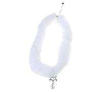 Fitooles Elegante gargantilla de felpa de pelo de visón para mujer, collar con colgante de perlas de copo de nieve de Navidad para boda y fiesta, 43.5cm, Felpa