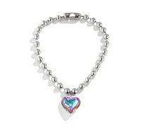 Fitooles Fashion Trend Light Luxury Heart Collarbone Chain Temperament Simple Cold Crystal Love-shape, 4cm Pendant, Metal