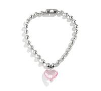 Fitooles Fashion Trend Light Luxury Heart Collarbone Chain Temperament Simple Cold Crystal Love-shape, 4cm Pendant, Metal