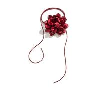 Fitooles Gargantilla de tela gótica con colgante de rosa grande, collar de cuerda de cera para mujer, elegante tejido anudado, cadena ajustable, Flowers 12cm, Hilo de cera + satén