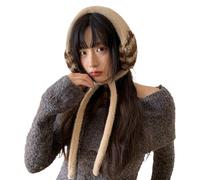 Fitooles Orejeras ajustables de invierno para mujeres y niñas, tendencia milenaria, estéticas, cálidas, accesorios de fotos, accesorios de invierno de moda, caqui, Talla única