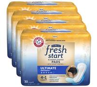 FitRight Fresh Start - Almohadillas posparto e incontinencia para mujer, máxima absorción (120 unidades) almohadillas para fugas de vejiga con el poder de control de olores de ARM & Hammer (30