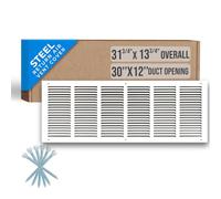 Fits 30x12 Duct Opening | Steel Return Air Grille by Handua | Vent Cover Grill for Sidewall and Ceiling | White | HVAC Cold Air Intake Grille | Outer Dimensions: 31.75"W X 13.75"H