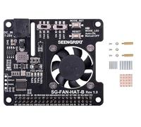Fits Raspberry Pi PWM Controlled Fan Hat with RGB LED, Low Noise Cooling Fan for Raspberry Pi 4B/3B+/3B, Adjustable Speed, 40-Pin Expansion, RGB LED Temperature Display, 7-28V DC Input