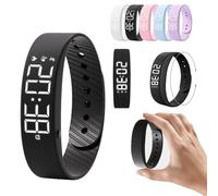 Fitsleeps Alarm Clock Watch, Vibrating Fitsleepsalarm Clock Watch For Heavy Sleepers, Waterproof Rechargeable Vibrating Wrist Alarm Clocks Activity Tracker Digital Watches Men Women(Negro,1PCS)
